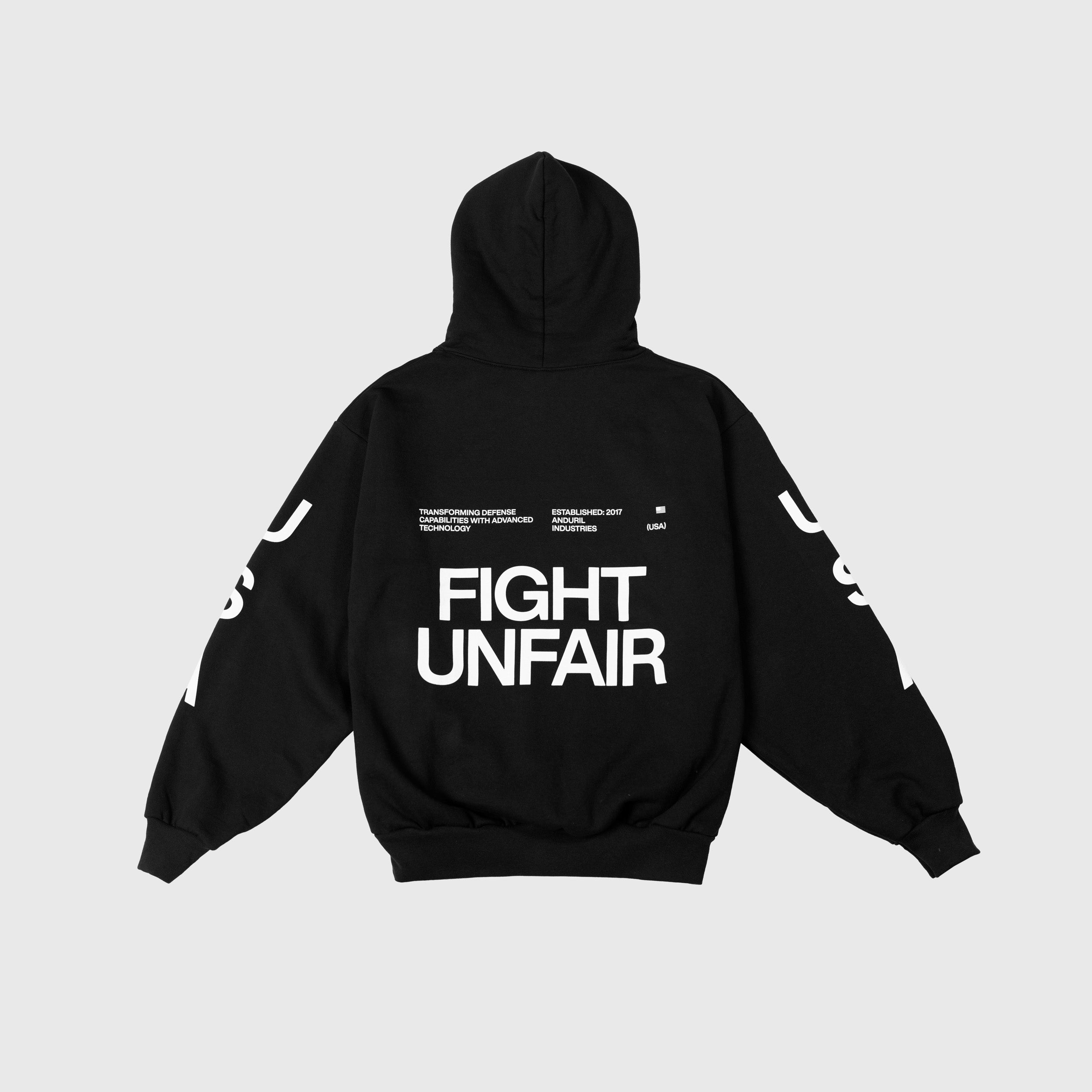SuperStructure スウェット/fight it out パーカー Fight Unfair Washed Black Hoodie - Anduril Exclusive Apparel